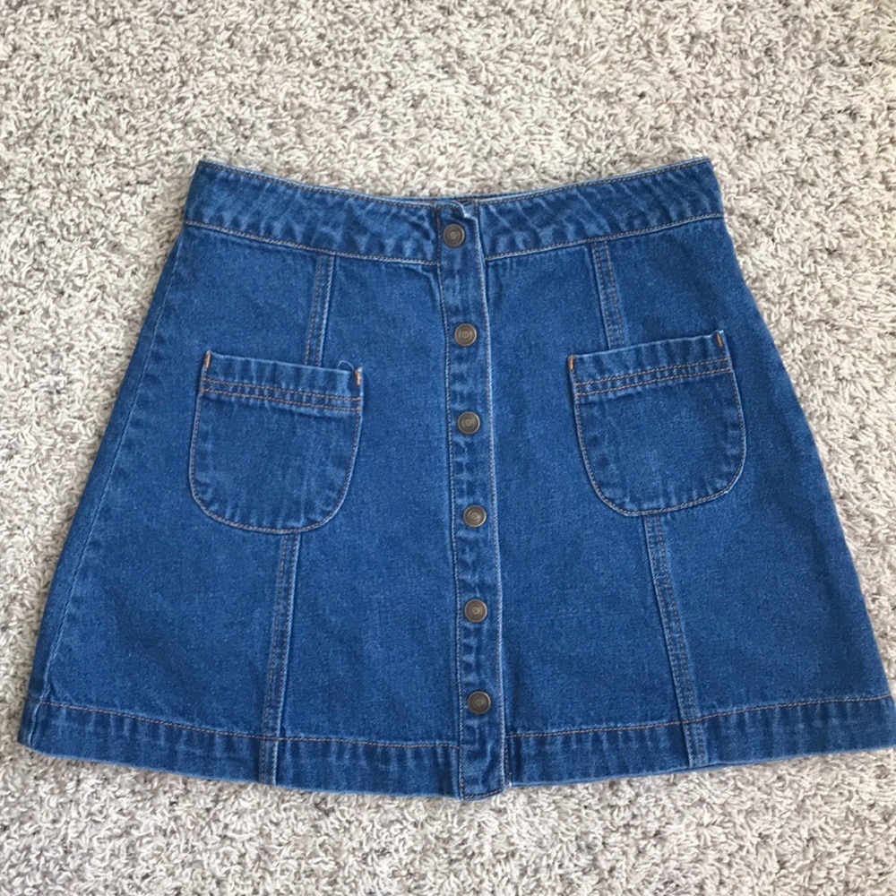 F21 Jean Button Up Skirt